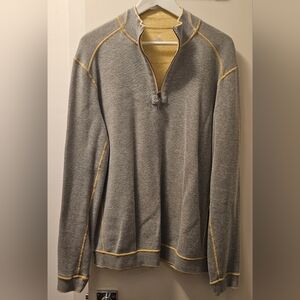 Tommy Bahama Men's Gray/Yellow 1/4 Zip Reversible Pullover Sweater - Size XL